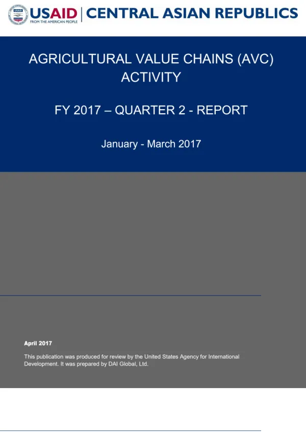 Agricultural Value Chains (AVC) - Uzbekistan FY 2017 - Quarter 2 - Report