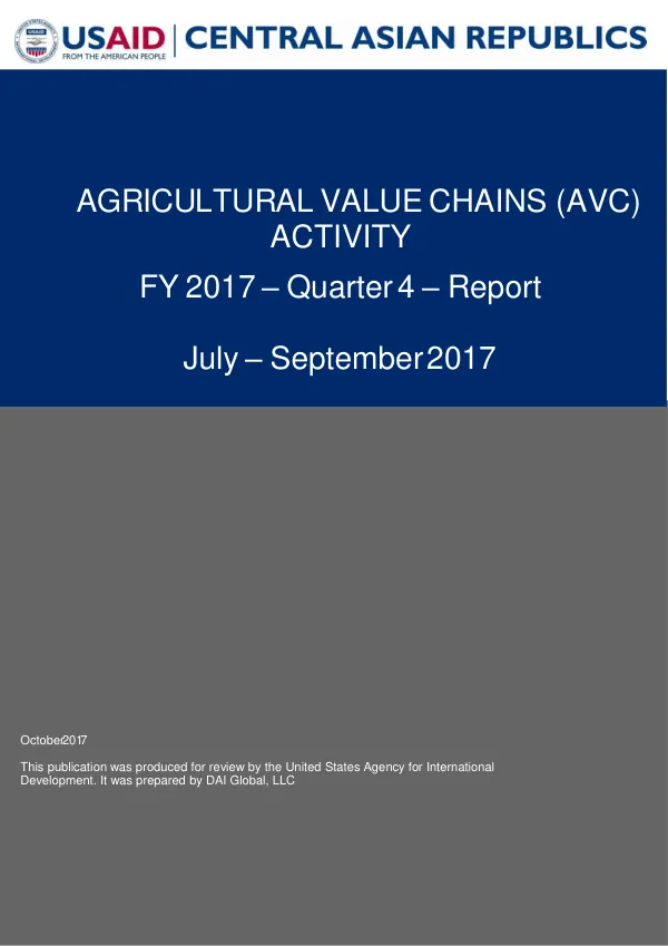 Agricultural Value Chains (AVC) Activity - Uzbekistan #104-A Kichik Beshog’och