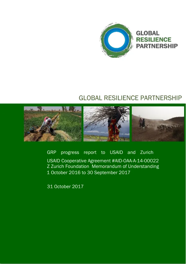 GRP Progress Report to USAID and Zurich for the Period 1 October 2016 to 30 September 2017