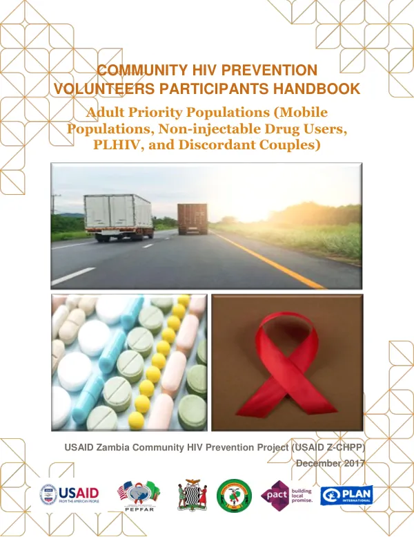 Community HIV Prevention Volunteers Participants Handbook for adult priority populations