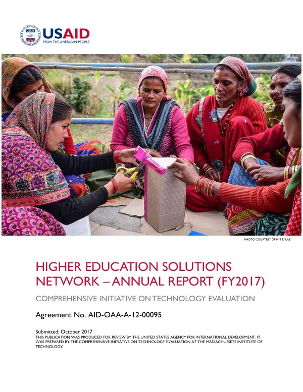 Higher Education Solutions Network – Annual Report (FY2017): Comprehensive Initiative on Technology Evaluation