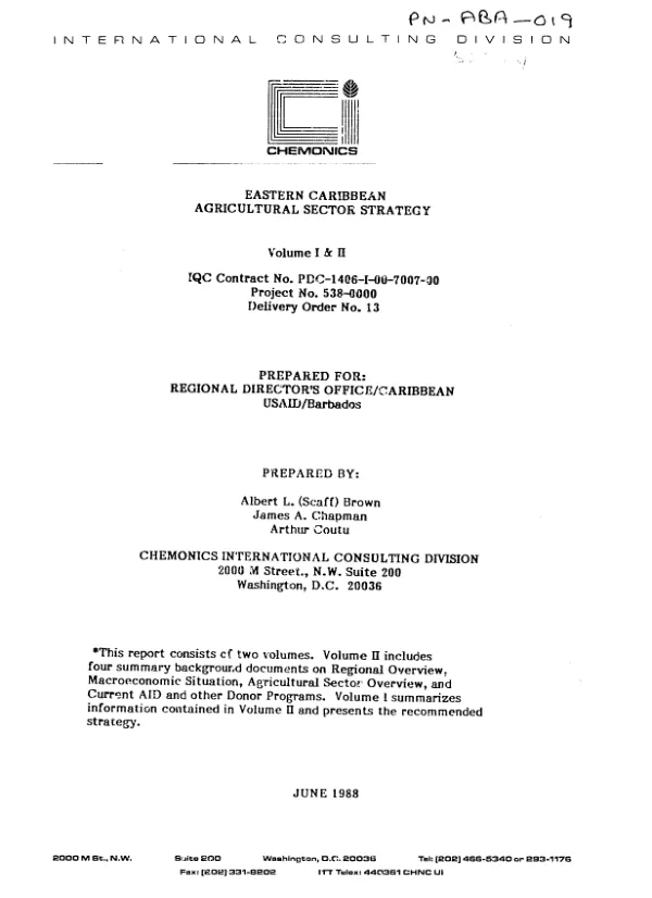 Eastern Caribbean agricultural sector strategy