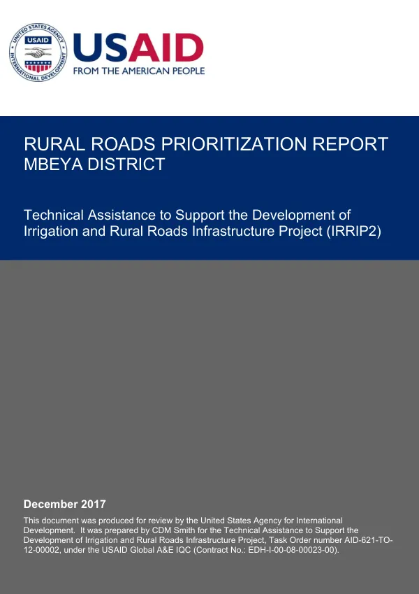 Rural Roads Prioritization Report MBEYA DISTRICT