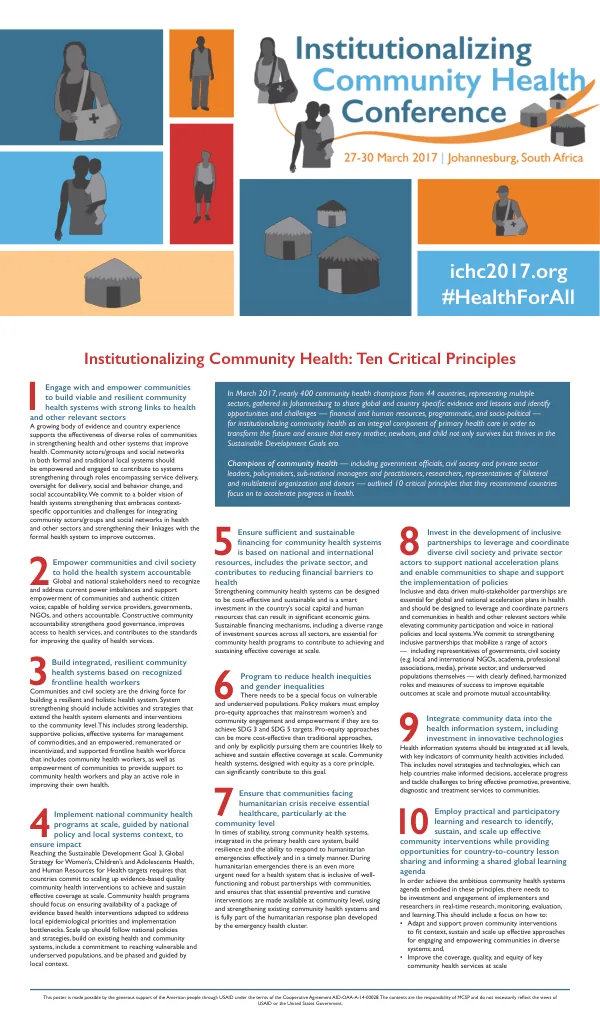 Institutionalizing Community Health: Ten Critical Principles