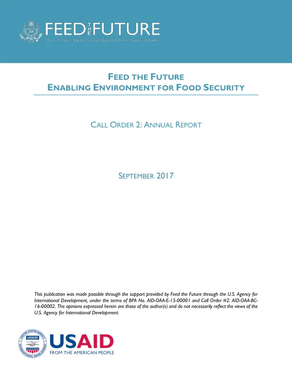 Feed the Future Enabling Environment for Food Security Call Order 2 Annual Report