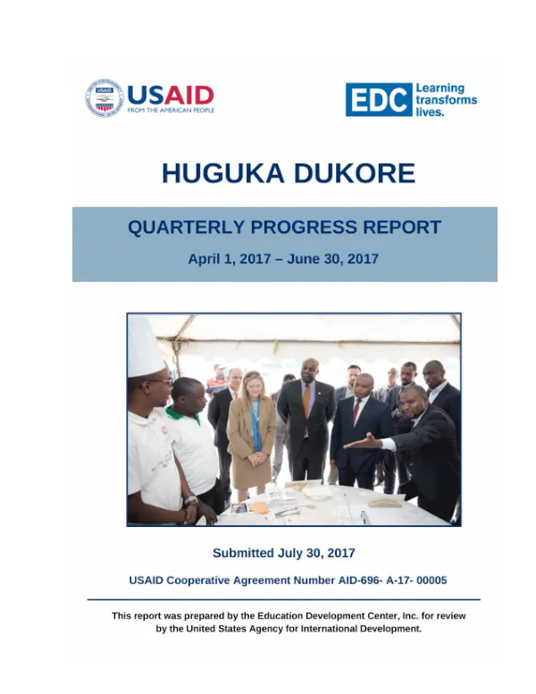 Huguka Dukore Quarterly Progress Report: April – June 2017