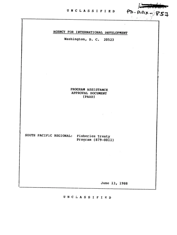 South Pacific regional : fisheries treaty program
