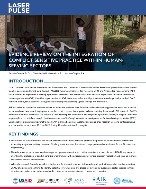 Evidence Review on the Integration of Conflict Sensitive Practice Within Human-Serving Sectors