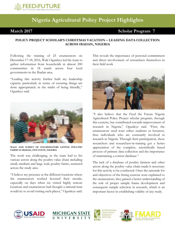 Policy Project Scholar's Christmas Vacation – Leading Data Collection Across Ibadan, Nigeria