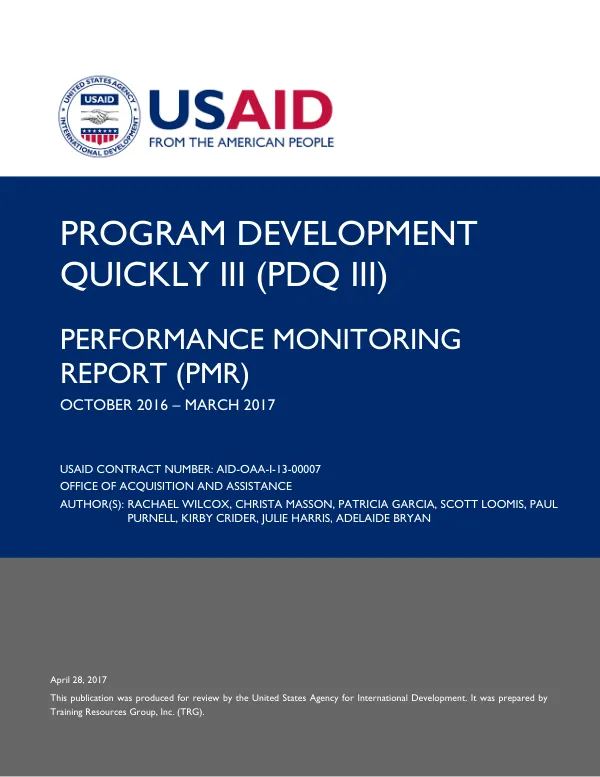 Program Development Quickly III (PDQ III) IQC BIANNUAL REPORT