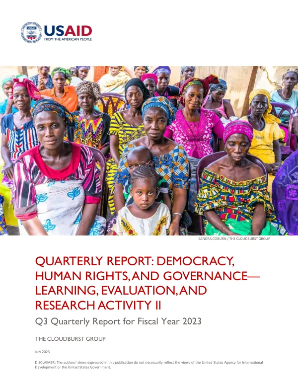 Quarterly Report: Democracy, Human Rights, and Governance - Learning, Evaluation, and Research Activity II