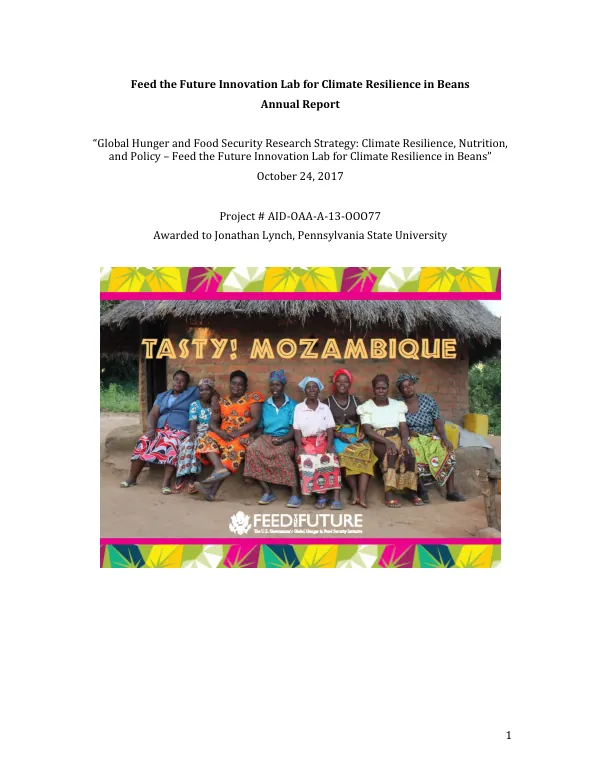 Feed the Future Innovation Lab for Climate Resilience in Beans Annual Report