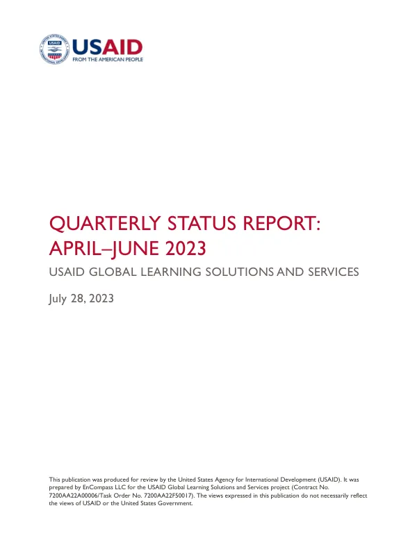 Quarterly Status Report: April–June 2023