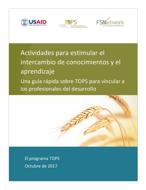 Actividades para estimular el intercambio de conocimientos y el aprendizaje: A TOPS Quick Guide to Linking Development Practitioners