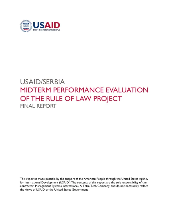 USAID/Serbia : midterm performance evaluation of the rule of law project : final report