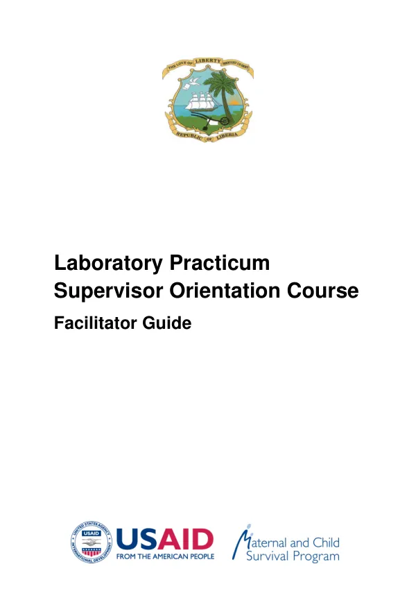 Laboratory Practicum Supervisor Orientation Course Facilitator Guide