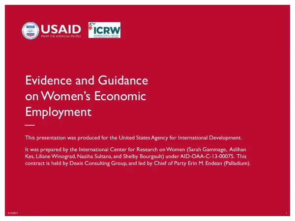 Evidence and Guidance on Women’s Economic Employment