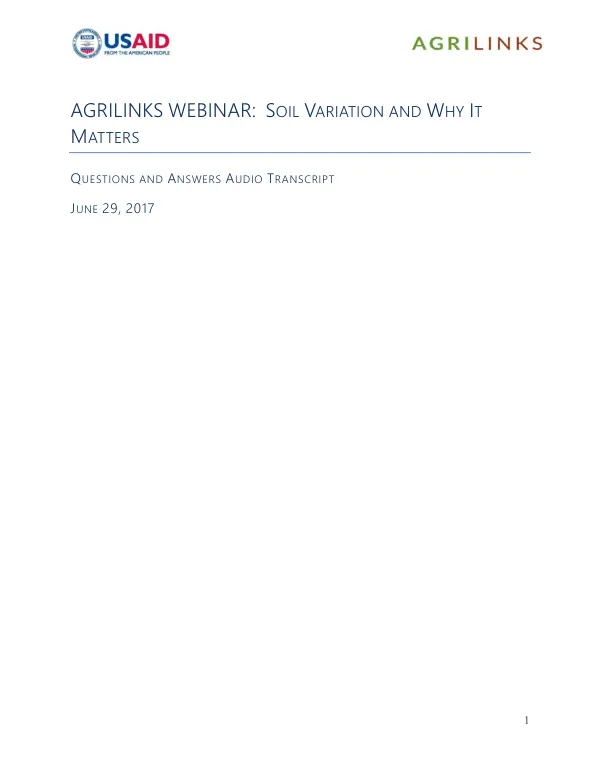 Soil Variation and Why It Matters: Questions and Answers Audio Transcript