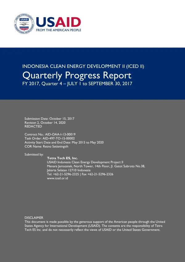 Quarterly Progress Report, 4 July–September 2017
