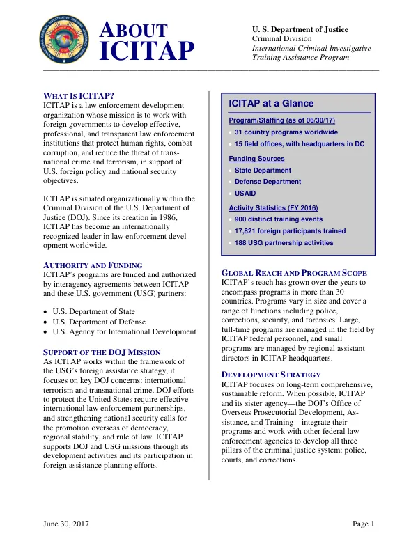 International Criminal Investigative Training Assistance Program (ICITAP)