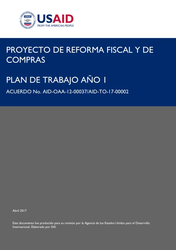 Proyecto de Reforma Fiscal y de Compras - Plan de Trabajo para el Año 1
