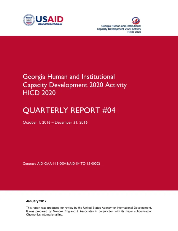 HICD 2020 QUARTERLY REPORT #04