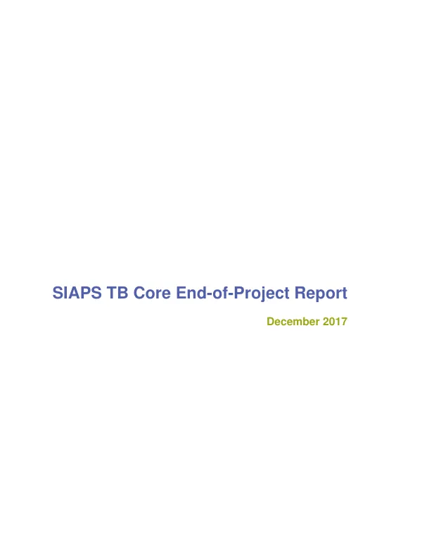 SIAPS TB Core End-of-Project Report