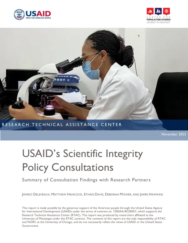 USAID’s Scientific Integrity Policy Consultations. Summary of Consultation Findings with Research Partners