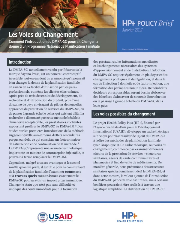 Les Voies du Changement : Comment l'introduction du DMPA-SC pourrait Changer la donne d'un Programme de Planification Familiale