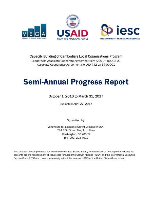 Capacity Building of Cambodia's Local Organizations Program Semi-Annual Report S2 Y2