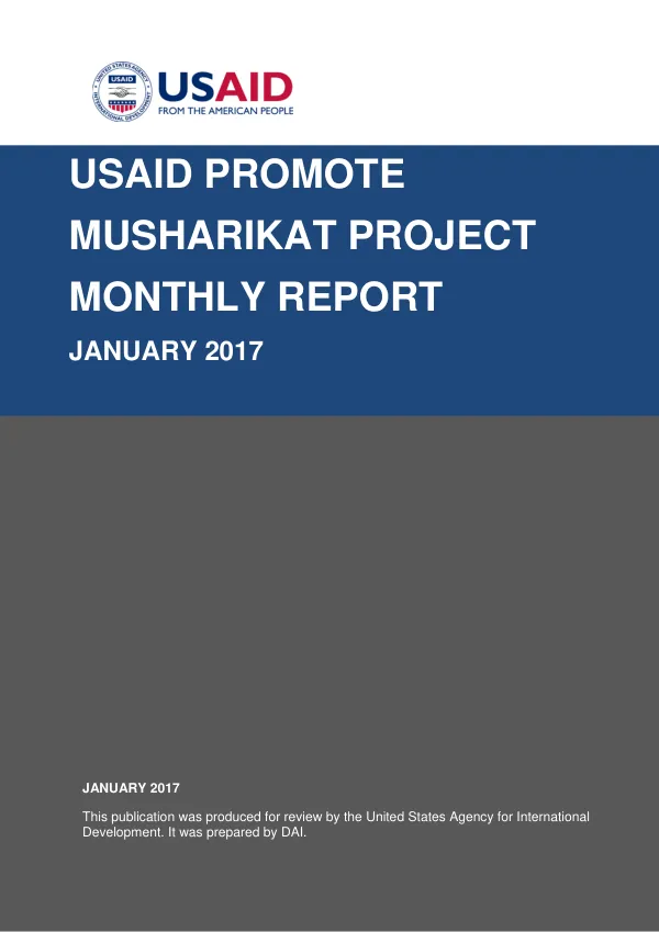 USAID Promote Musharikat Project Monthly Report January 2017