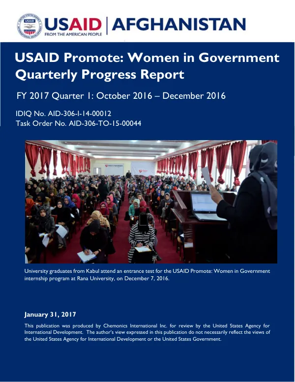USAID Promote: Women in Government First Quarterly Report- 2017
