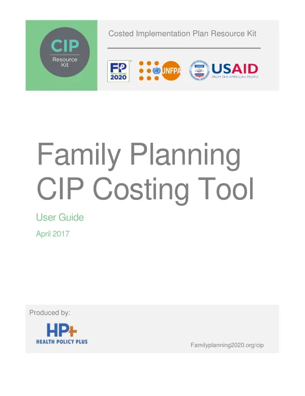 Family Planning CIP Costing Tool: User Guide, April 2017