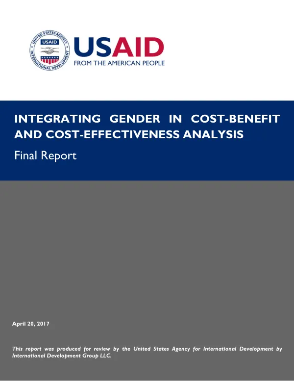 Integrating Gender in Cost-Benefit and Cost-Effectiveness Analysis: Final Report
