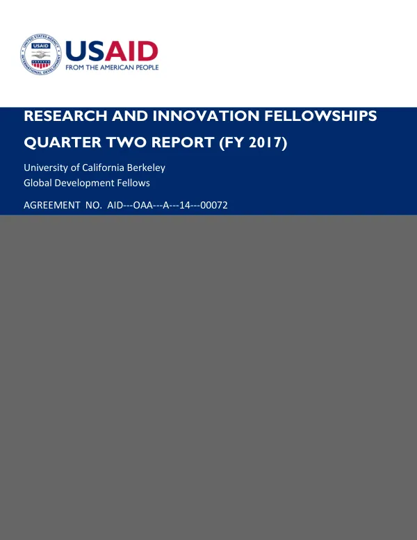 Research and Innovation Fellowships Quarterly Report (FY 2017)