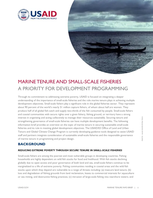 Marine Tenure Info Brief: A Priority for Development Programming
