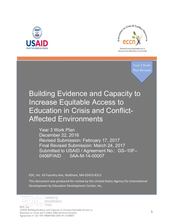 Building Evidence and Capacity to Increase Equitable Access to Education in Crisis and Conflict-Affected Environments