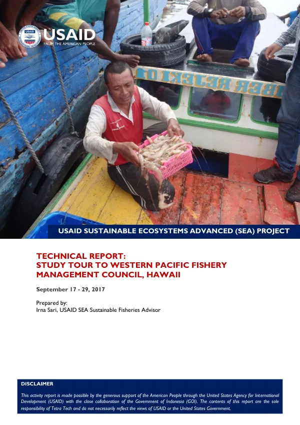 Final Report: Study Tour to Western Pacific Fishery Management Council, Hawaii. September 17-29, 2017