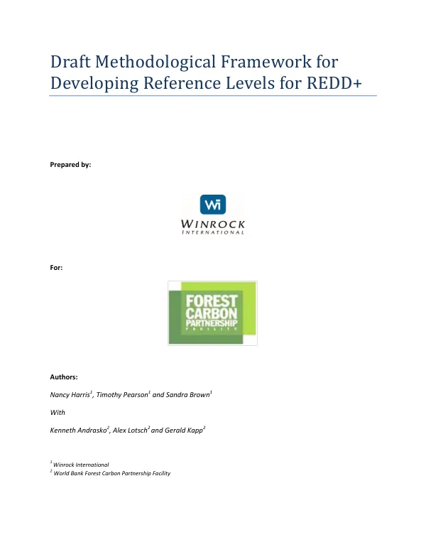 Draft Methodological Framework for Developing Reference Levels for REDD+