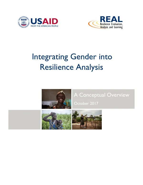 Integrating Gender into Resilience Analysis: A Conceptual Overview