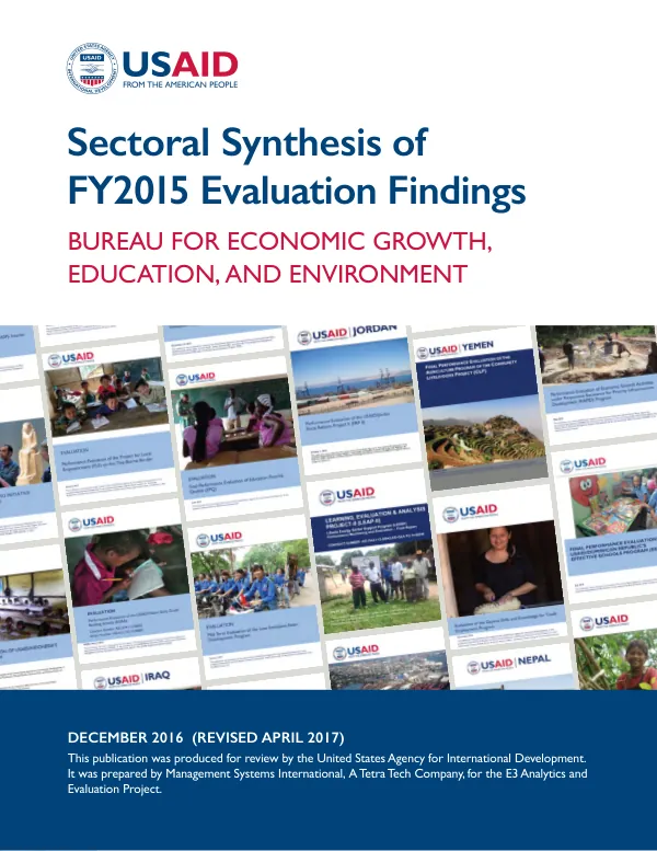 Sectoral Synthesis of FY2015 Evaluation Findings: E3 Bureau
