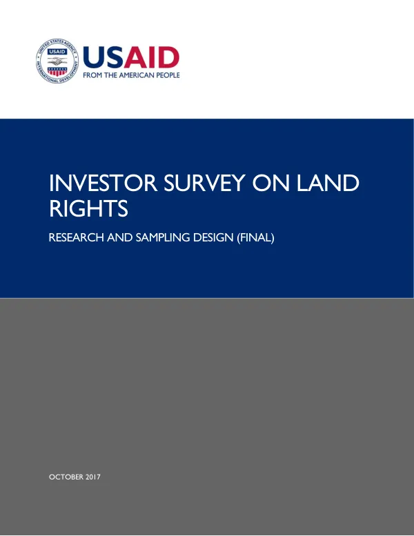 Investor Survey on Land Rights Research and Sampling Design (Final)