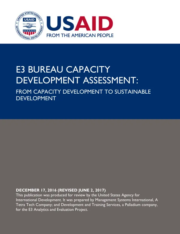 E3 Bureau Capacity Development Assessment: From Capacity Development to Sustainable Development