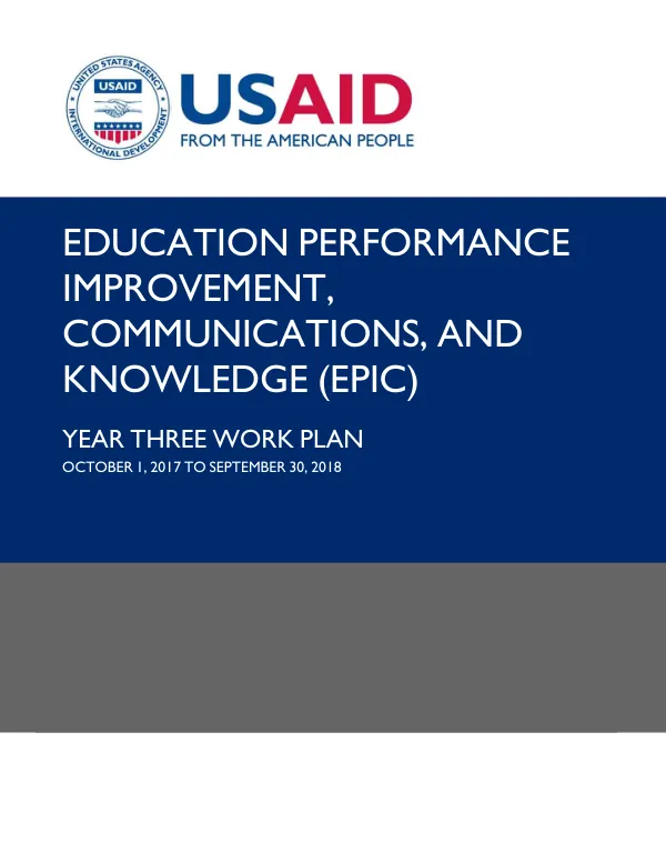 USAID EPIC Year Three Work Plan
