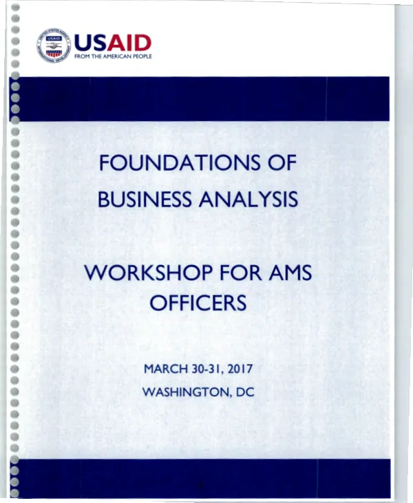 Foundations of Business Analysis Workshop for AMS Officers