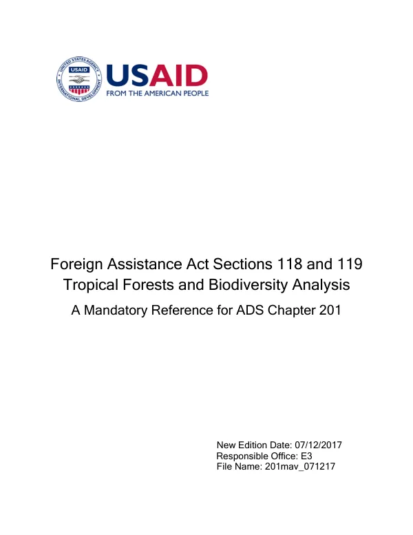 Foreign Assistance Act Sections 118 and 119 Tropical Forests and Biodiversity Analysis