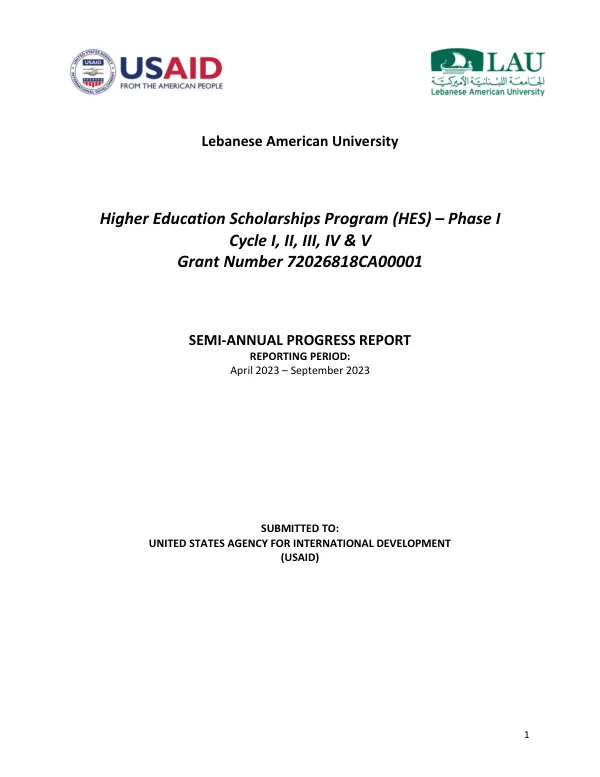 Higher Education Scholarships Program (HES) - Phase I