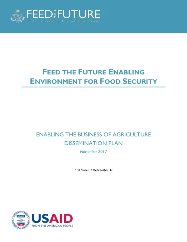 Feed the Future Enabling Environment for Food Security | EBA Dissemination Plan