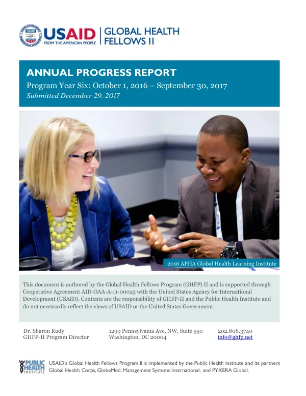 Annual Progress Report Program Year Six: October 1, 2016 – September 30, 2017