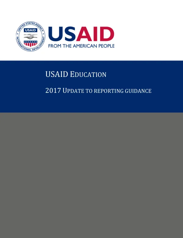 USAID Education 2017 Update to Reporting Guidance